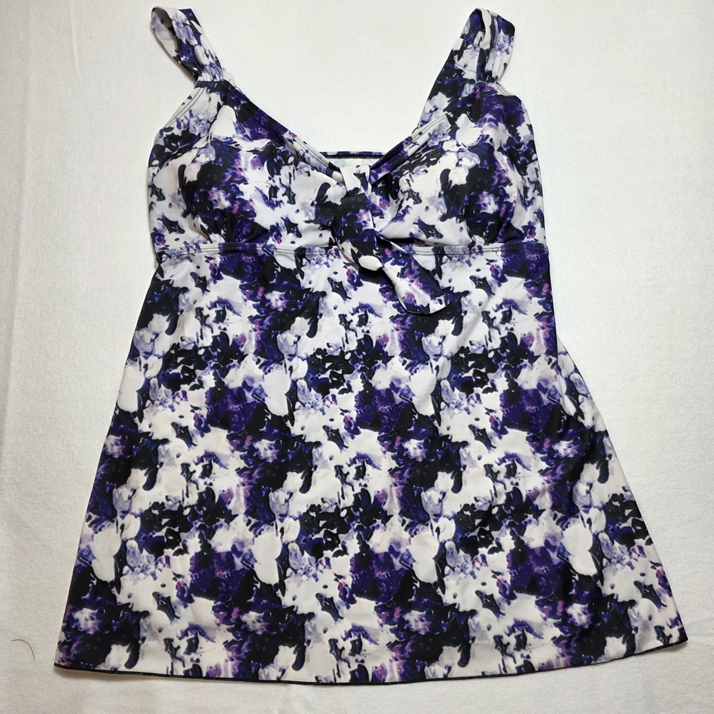 Fitted Blue and White Tie‎ Front Swim Camisole Size 24/26W